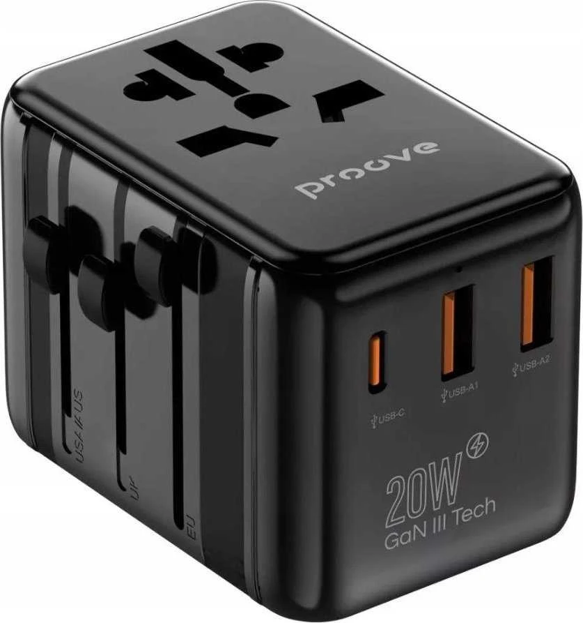 Universalus kelioninis adapteris su 20W USB jungtimis