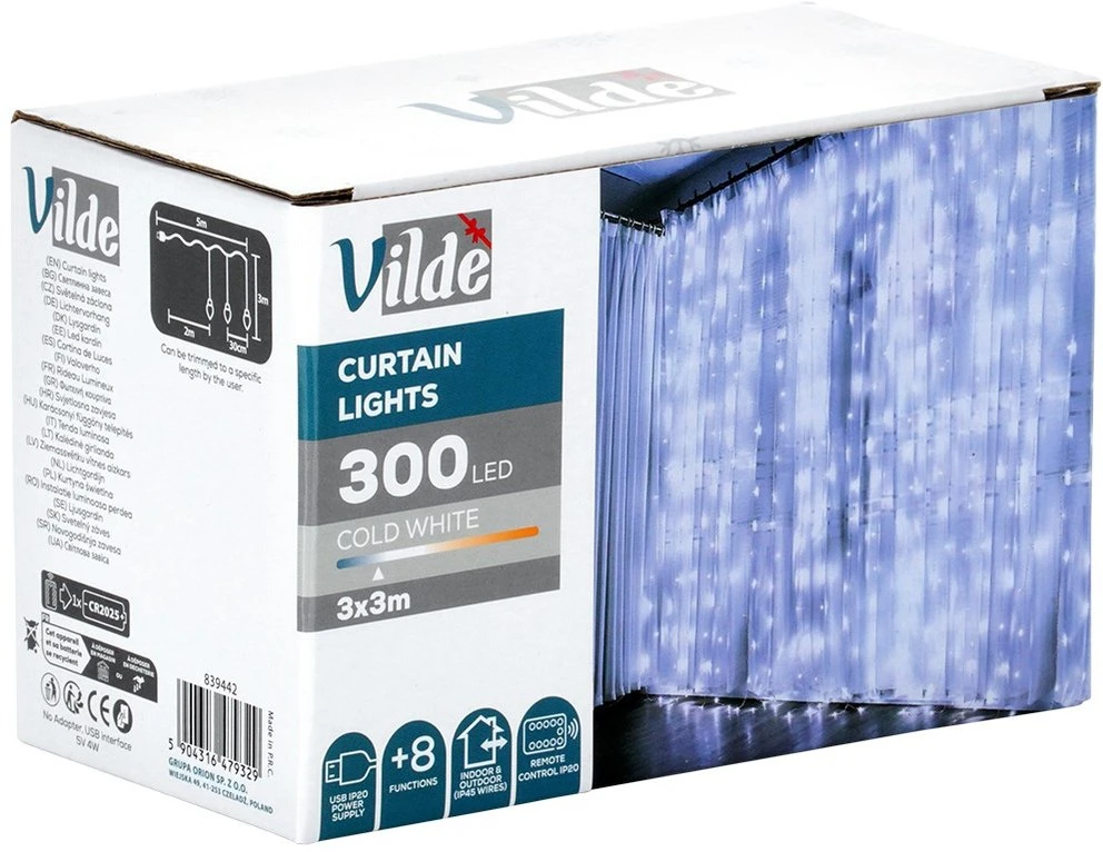 Verk Girlianda- užuolaida Vilde 300 LED su pultu 3 m