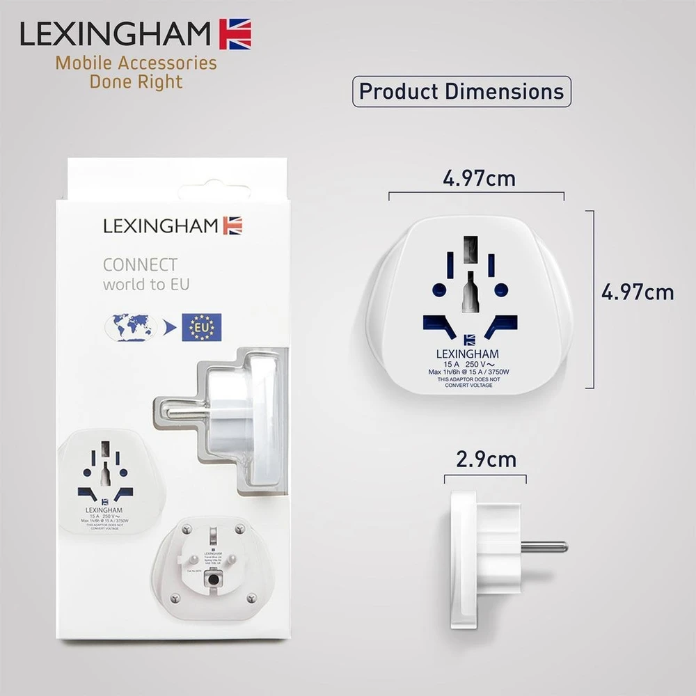 LEXINGHAM UNIVERSALUS PERĖJIMO ADAPTERIS PASAULIS-> ES SHUCKO 2 vnt.