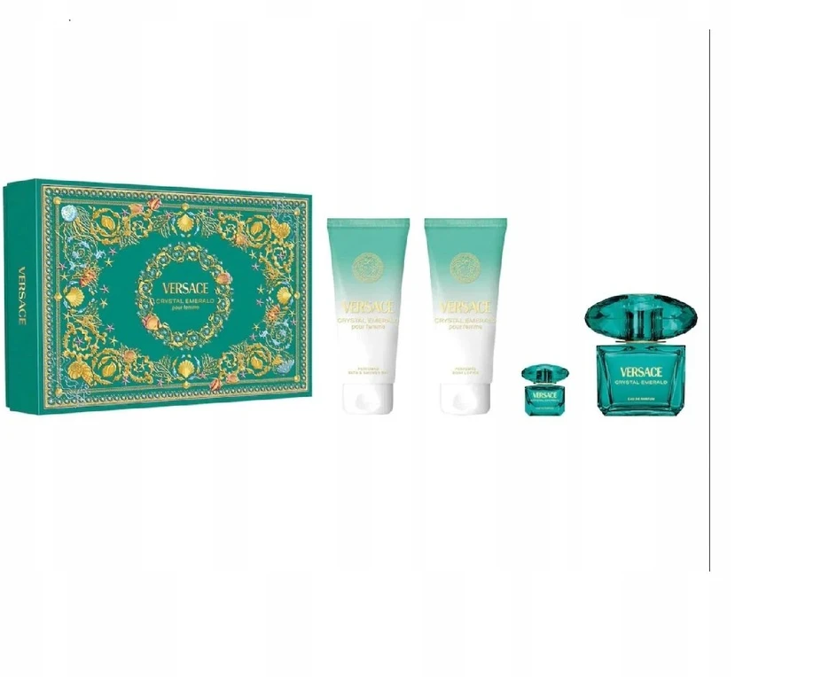 Versace Crystal Emerald Gift Set rinkinys moterims (EDP, 90 ml + kūno losjonas, 100 ml + dušo želė, 100 ml, + EDP, 5 ml)
