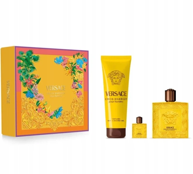 Versace Eros Energy rinkinys vyrams (EDP, 100 ml + EDP, 5 ml + dušo želė, 150 ml)