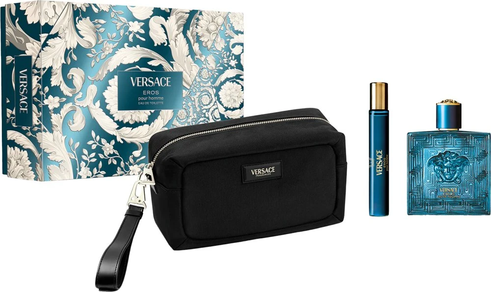 Versace Eros rinkinys vyrams (EDT, 100 ml + EDT, 10 ml + kosmetinė)