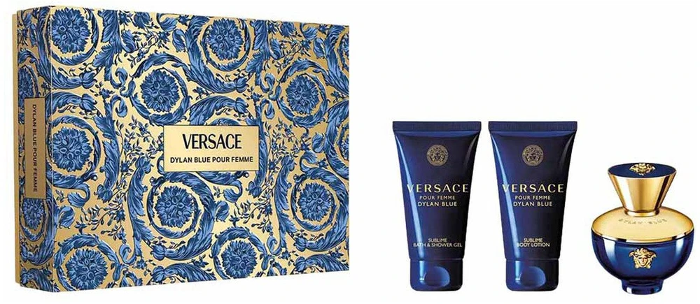 Kvepalų rinkinys moterims Versace Dylan Blue Pour Femme (EDP, 50 ml + kūno losjonas, 50 ml + dušo želė, 50 ml)