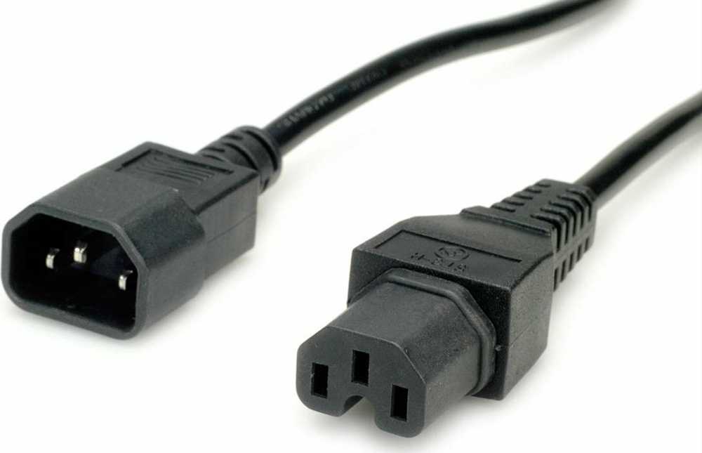 Maitinimo kabelis Value IEC320/C14 kištukas - C15 lizdas, H05RN-F, juodas, 1 m