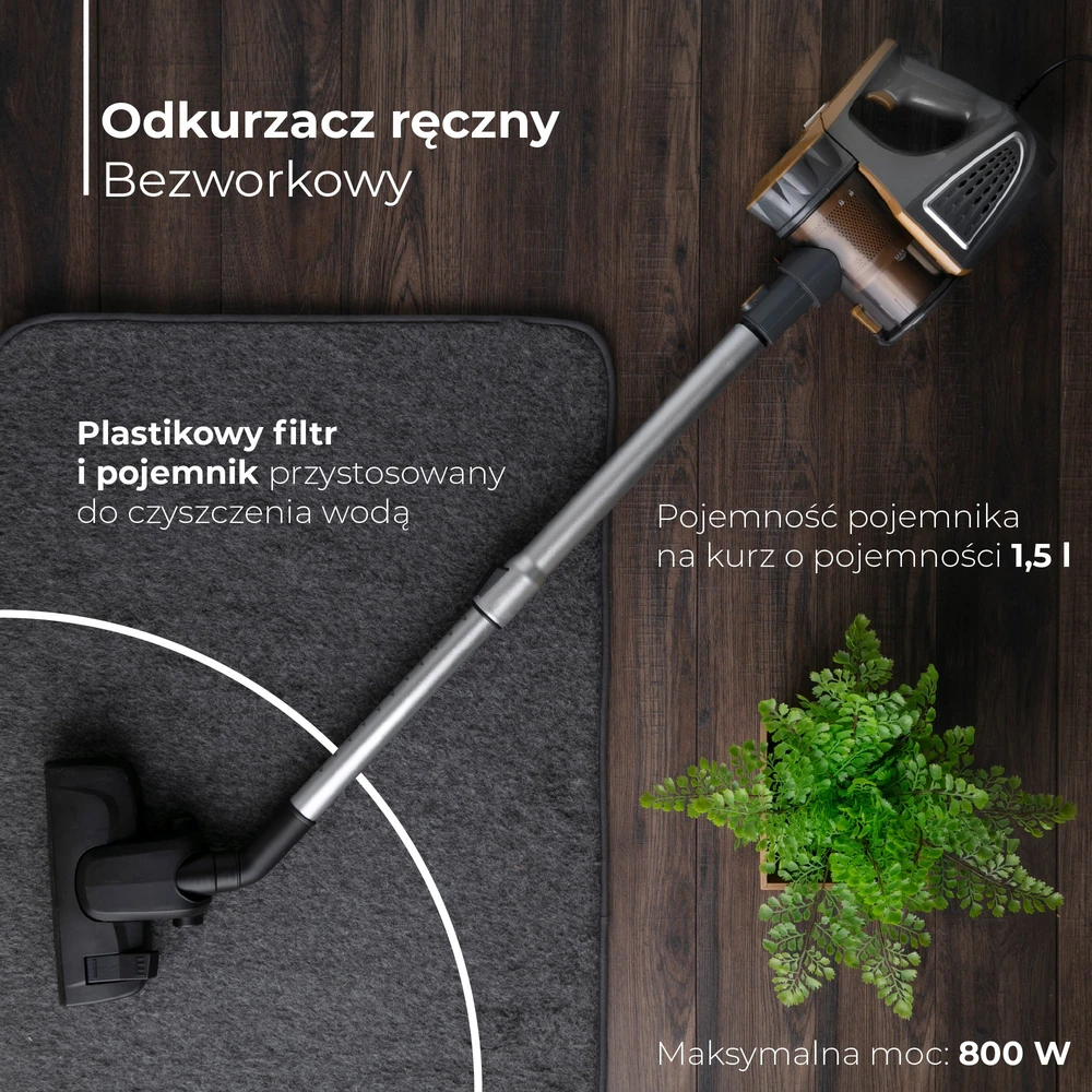 Adler dulkių siurblys | AD 7036 | Virvelinis veikiantis | Rankinis | 800 W | 220-240 V | Veikimo spindulys 6 m | Baltas | Garantija 24 mėn.