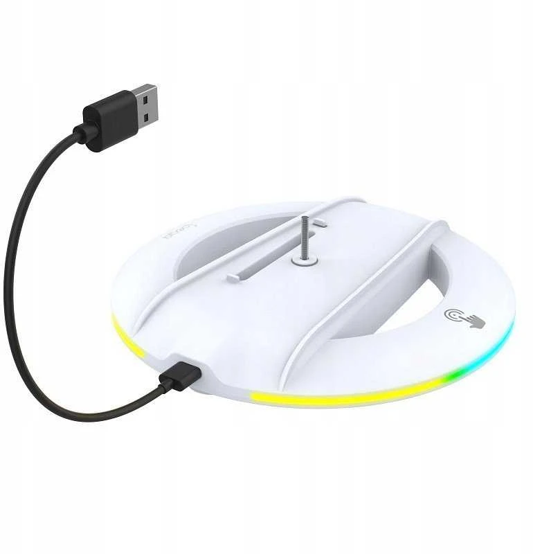 Dėklas „iPega P5S025S“ vertikalus stovas su RGB šviesa, skirtas „PS5 Slim“ / „PS5 Pro Baltas“