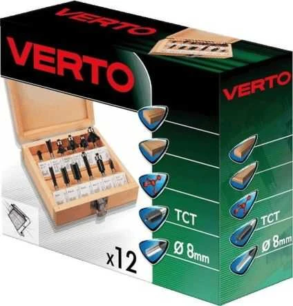 Verto Frezy HM karbido pjaustytuvai, 8 mm kotas, 12 vienetų rinkinys.