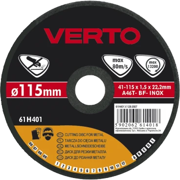 Verto Tarcza tnąca do metalu 115 x 1.5 x 22.2 mm, INOX