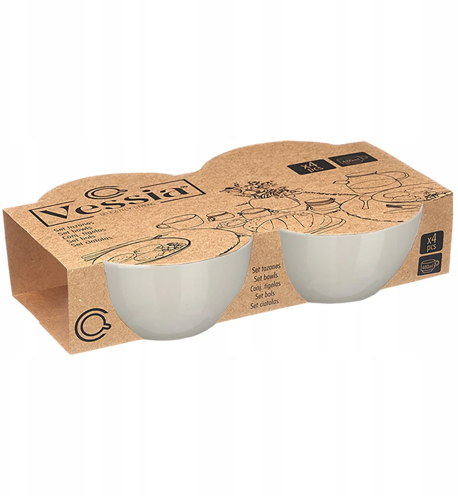Vessia Rinkinys 4 misek do zupy, 480 ml
