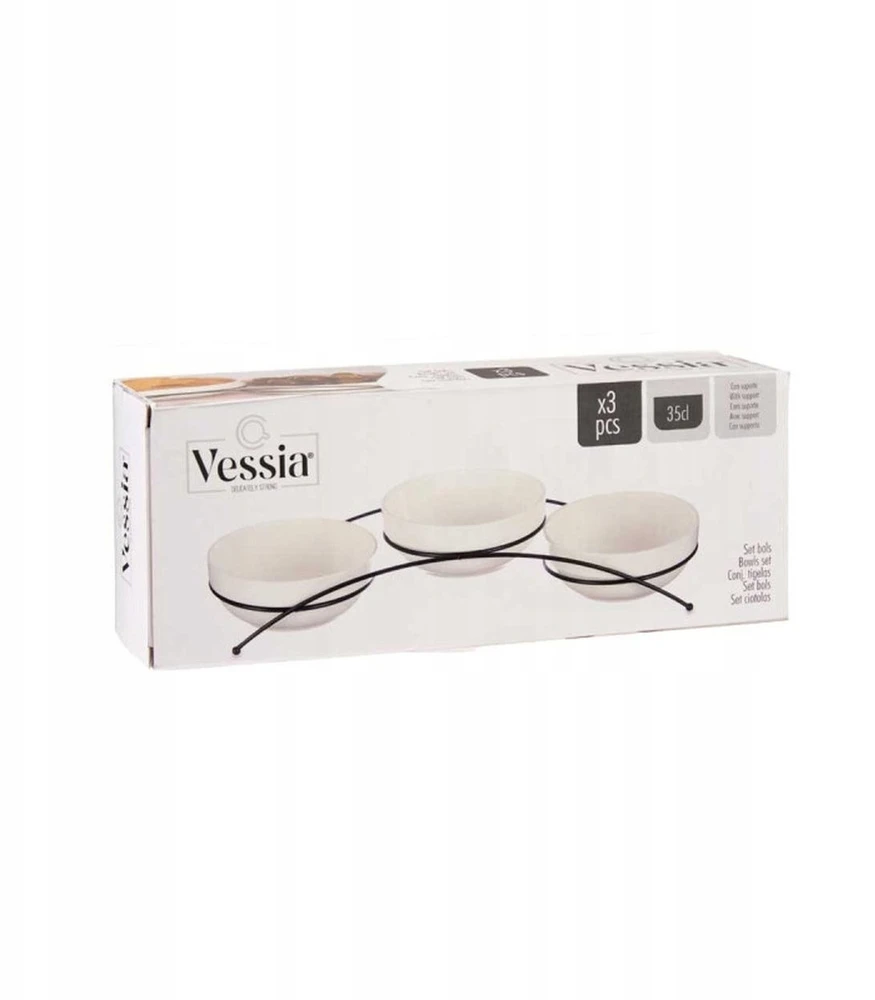3 porcelianinių dubenėlių 350 ml su stovu rinkinys, 86490, Vessia