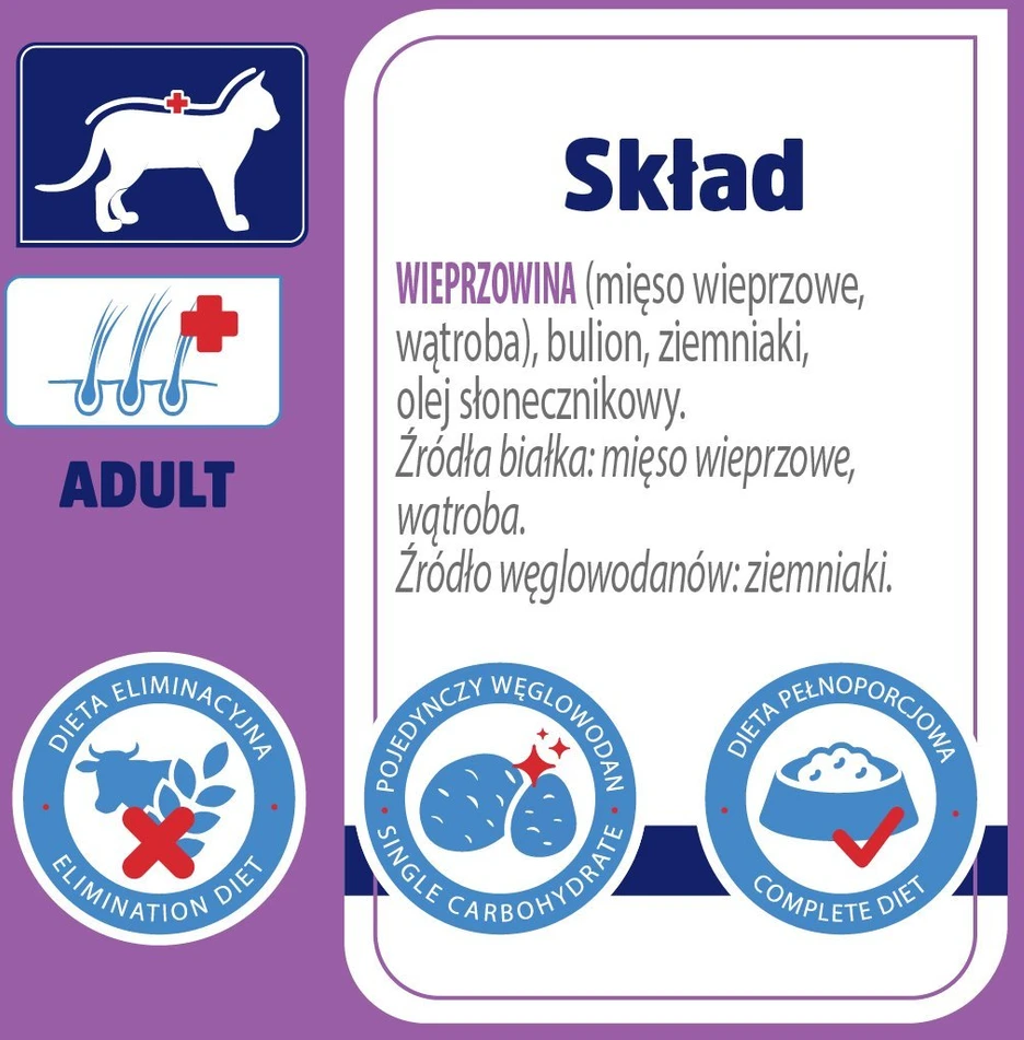 VET RESPONSE Hypoallergenic Pork – šlapias kačių maistas – 85g