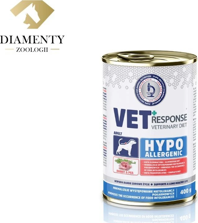 VET RESPONSE Hypoallergenic triušiena – drėgnas ėdalas šunims – 400g