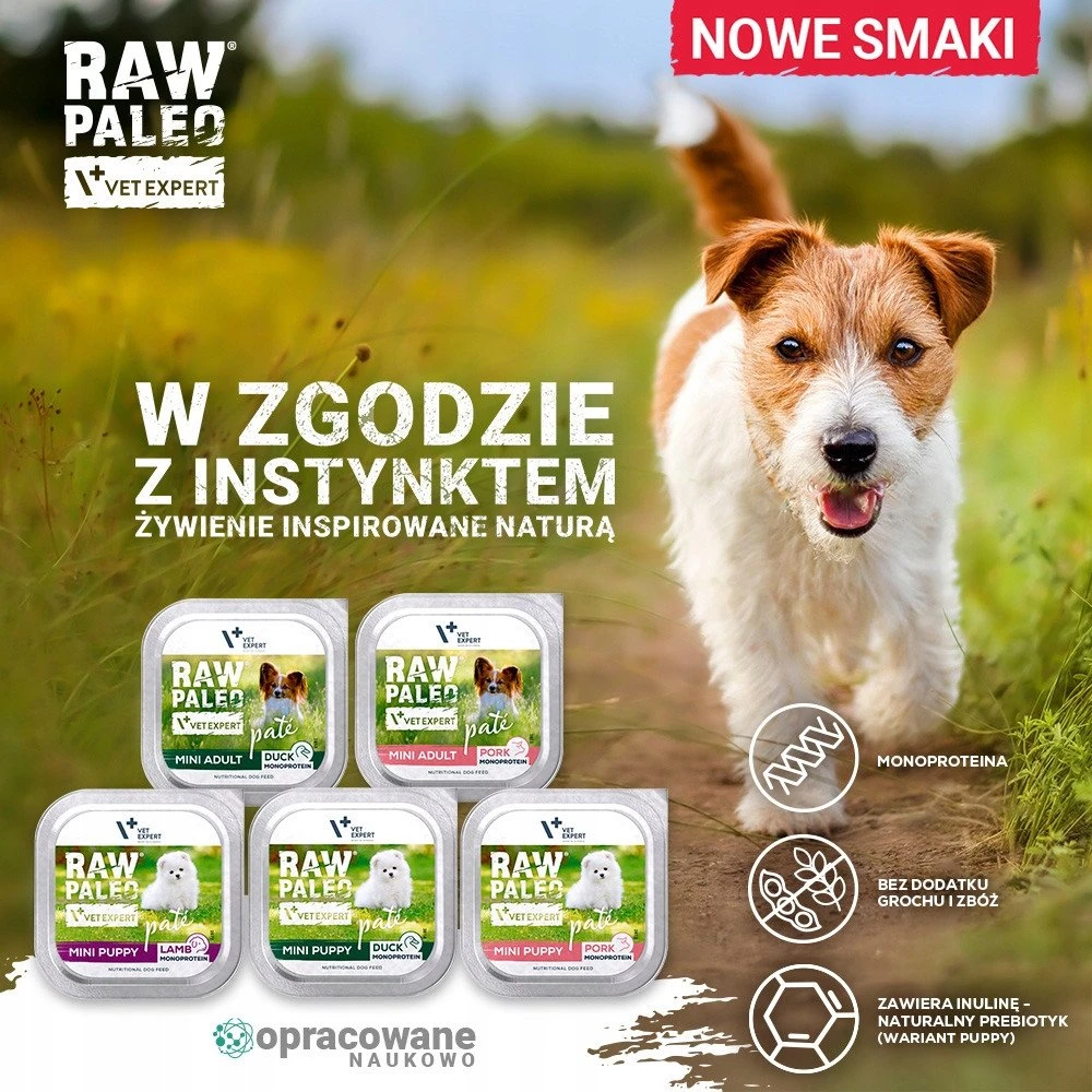 Vetexpert RAW PALEO Pâte Mini Puppy antiena – drėgnas ėdalas šunims – 150g