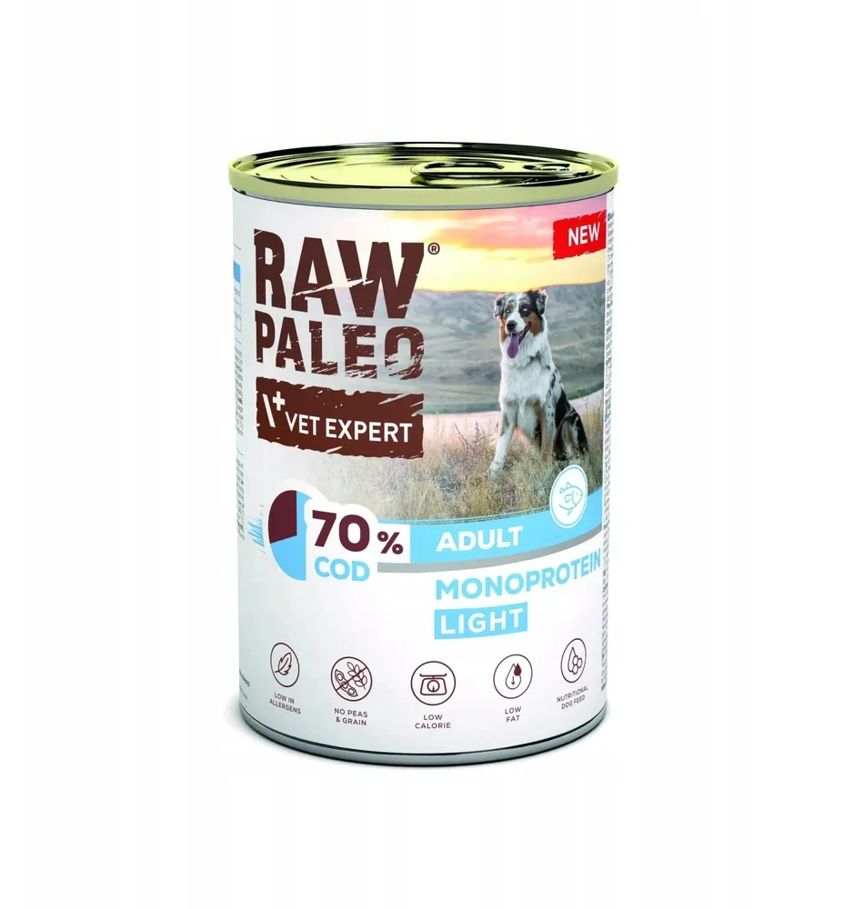 Šunų Maistas - VetExpert Raw Paleo Cod Light Monoprotein Wet 800g
