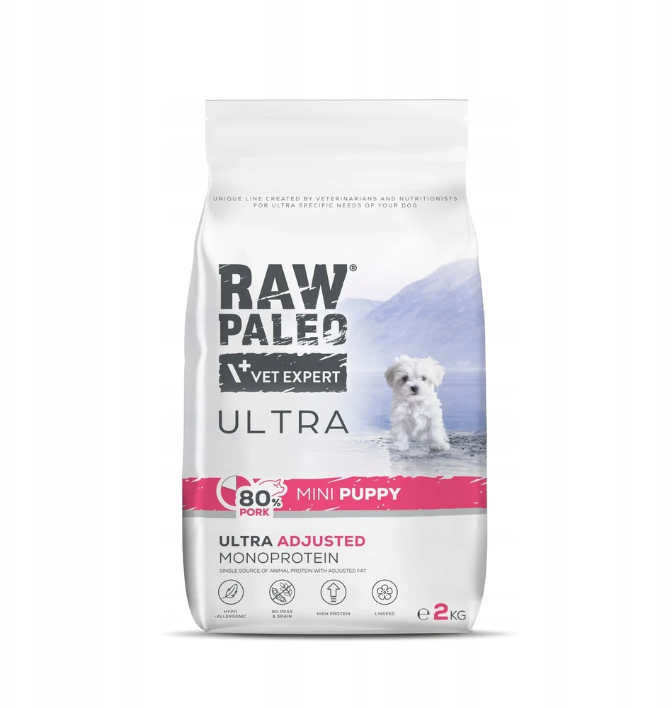 RAW PALEO Ultra Mini Puppy Pork – sausas Maistas šunims – 2kg