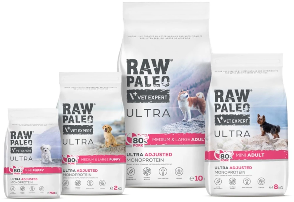 RAW PALEO Ultra Mini Puppy Pork – sausas Maistas šunims – 2kg