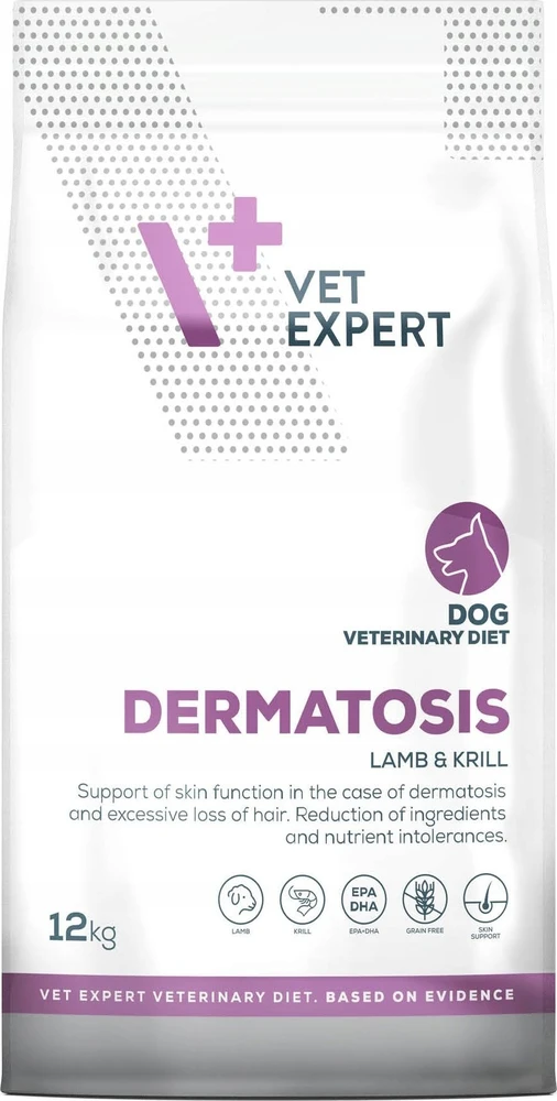 VET EXPERT Veterinary Diet Dermatosis Dog ėriena & Krill - dry dog food - 12 kg