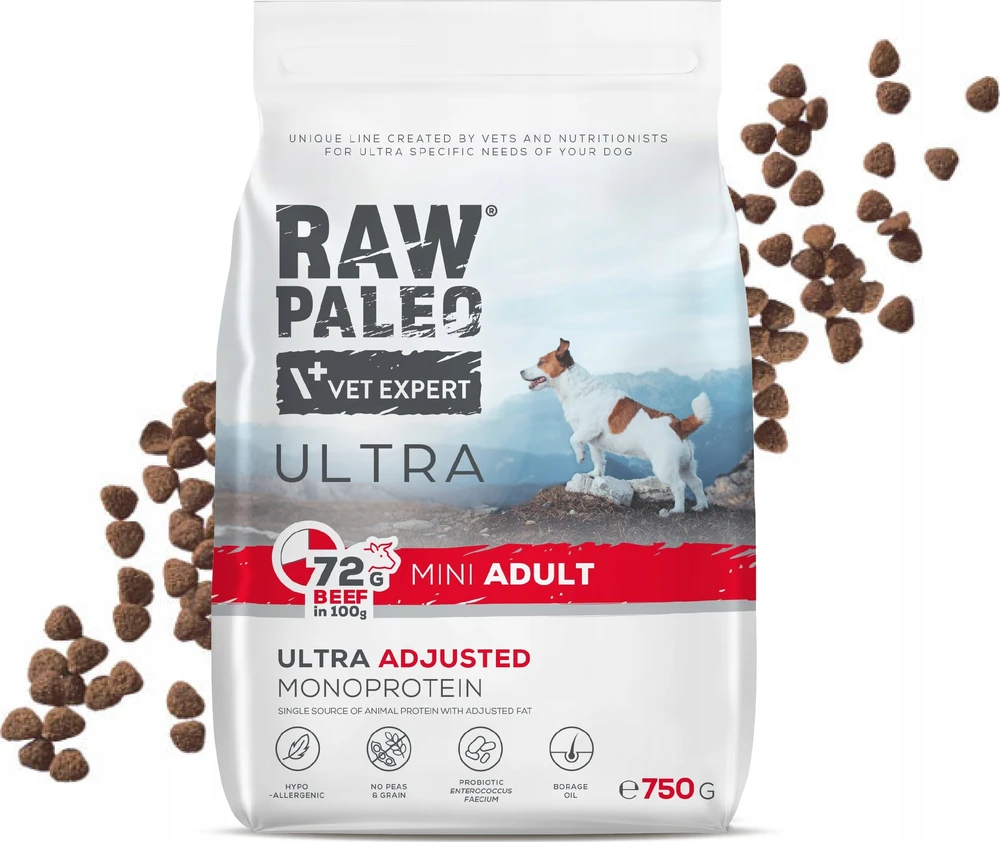 Vetexpert Šunų Maistas - RAW PALEO Ultra Mini Jautiena 750 g