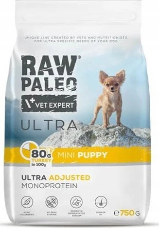 RAW PALEO Ultra Mini Puppy kalakutiena - sausas maistas šuniukams - 750 g