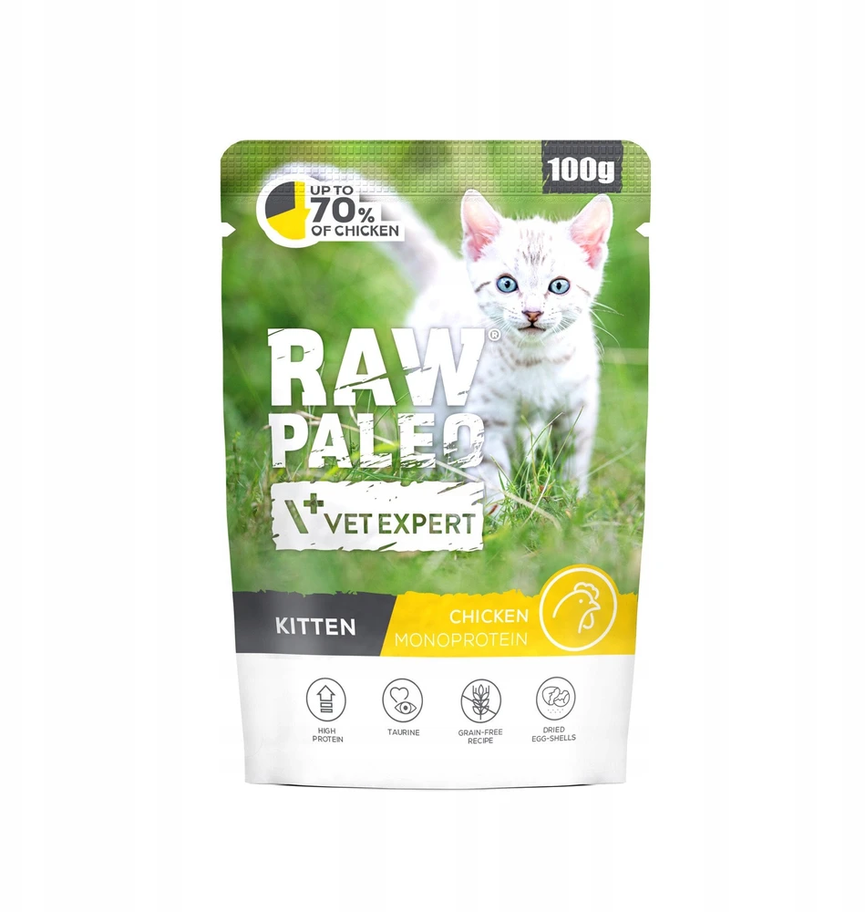 Kačių Maistas - VetExpert Raw Paleo Katinėlis Vištiena 100g Be Grūdų