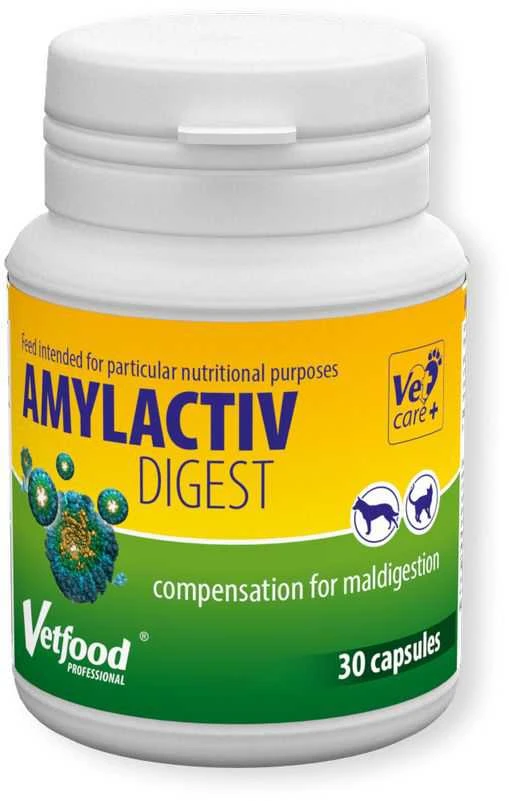 Gyvūnų papildas - VETFOOD Amylactiv Digest (30vnt, be glitimo, be sojos)