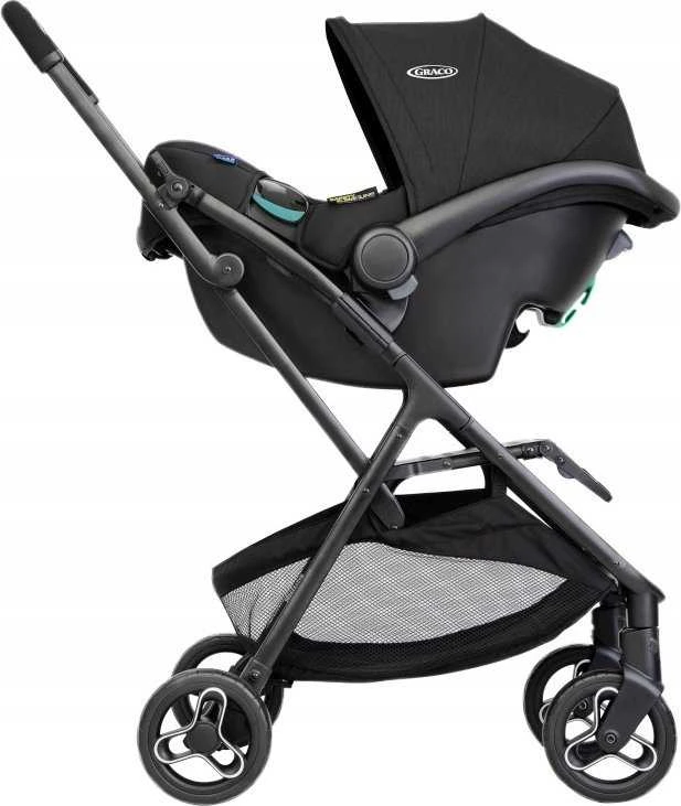 Vežimėlis Graco Myavo Trio, su lopšeliu ir autokėdute, 0-22 kg, Juodas