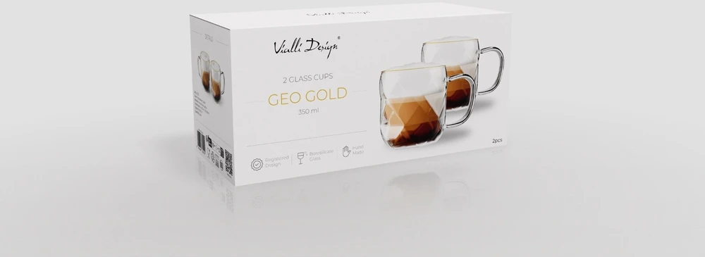 Vialli Design 2 filiżanki 350 ml Geo Gold (32125)