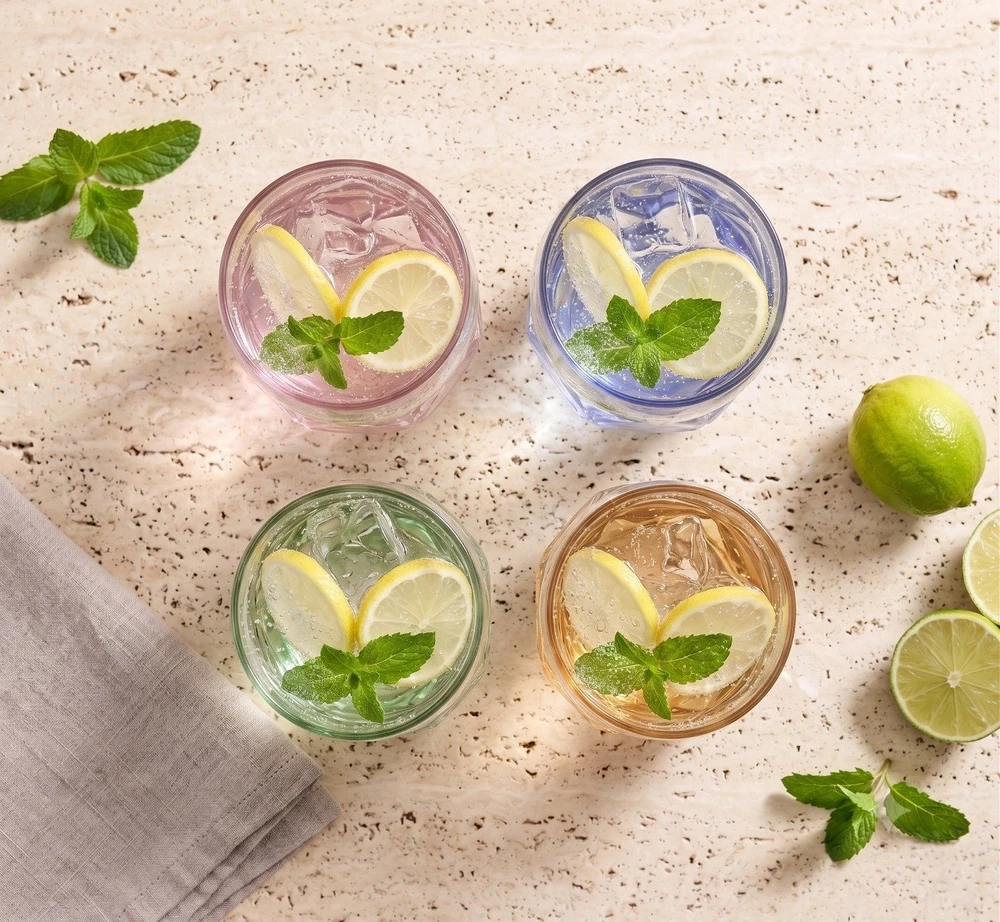 Vialli Design 4 stiklinės 450 ml žalios* Geo Fondo (32194)