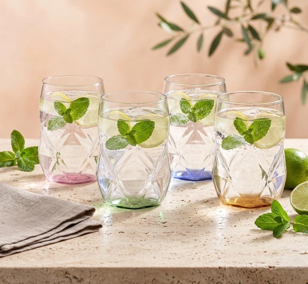 Vialli Design 4 stiklinės 450 ml žalios* Geo Fondo (32194)