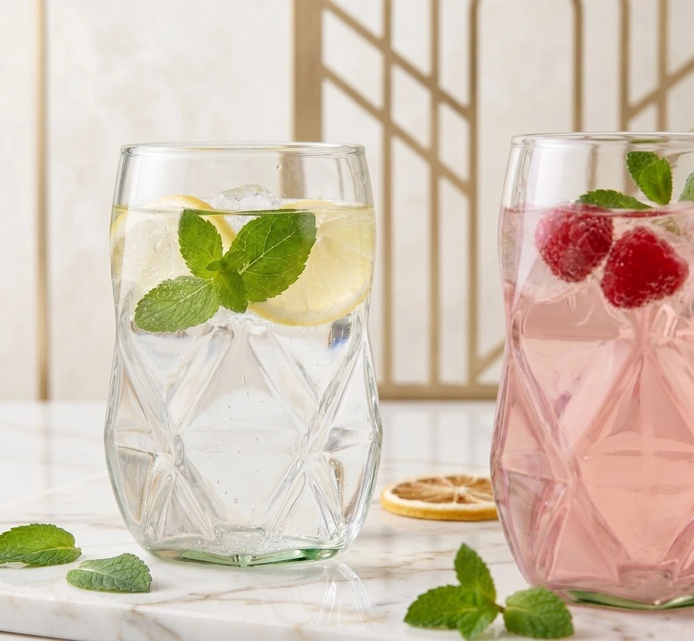 Vialli Design 4 stiklinės 450 ml žalios* Geo Fondo (32194)