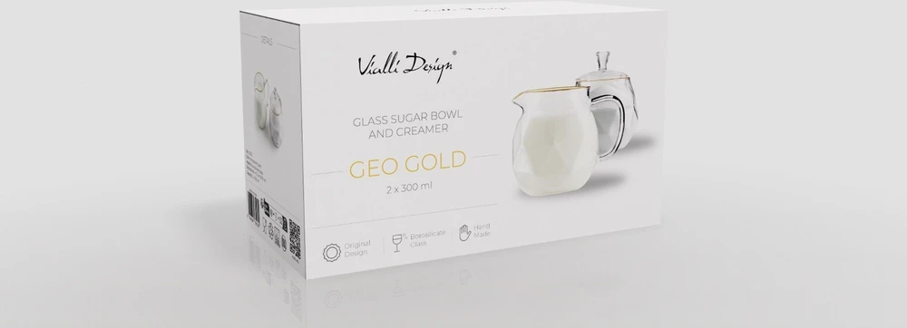 Vialli Design Cukrinė ir pieninė 300 ml Geo Gold (32132)