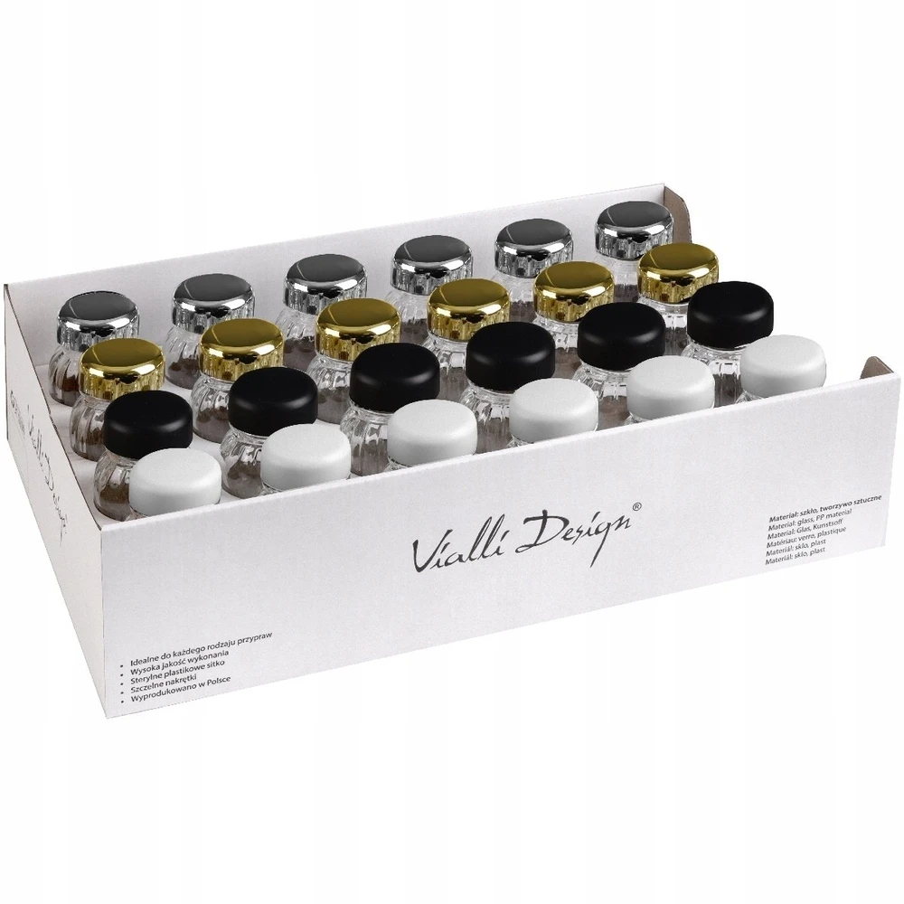 Vialli Design Prieskonių stiklainių rinkinys Vilagio 24 vnt. mišrios spalvos 1340