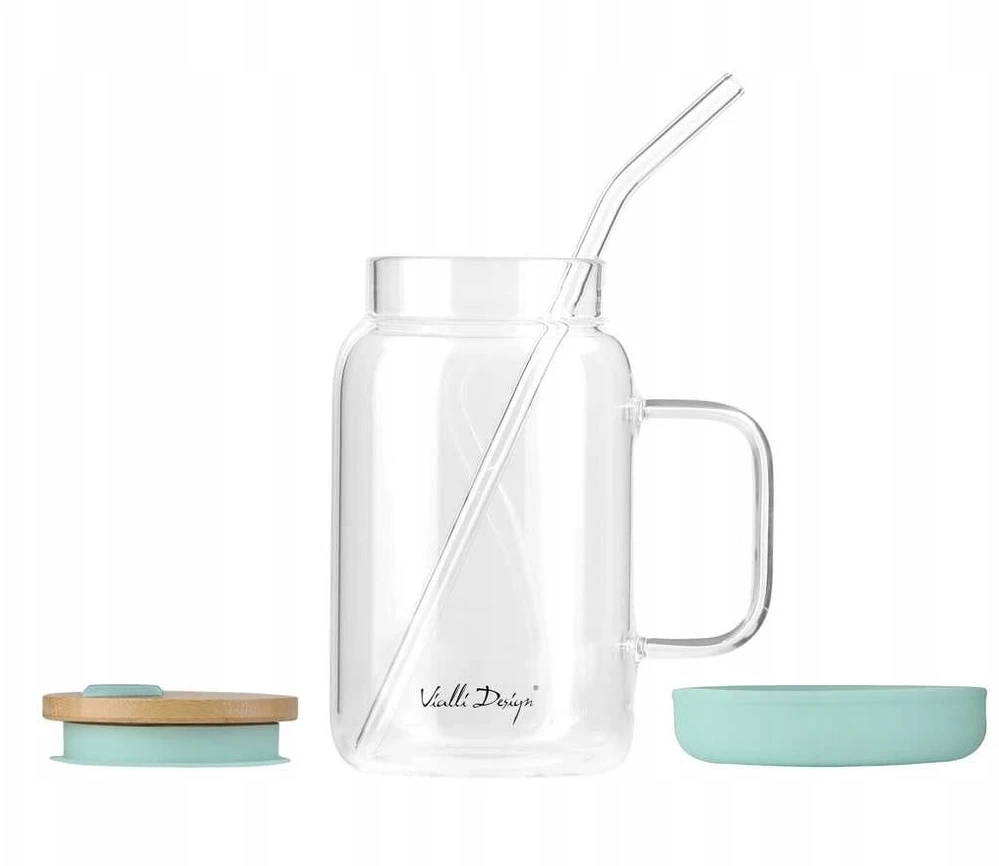 Vialli Design Fuori stiklainis su šiaudeliu 600 ml mėtinis 29859