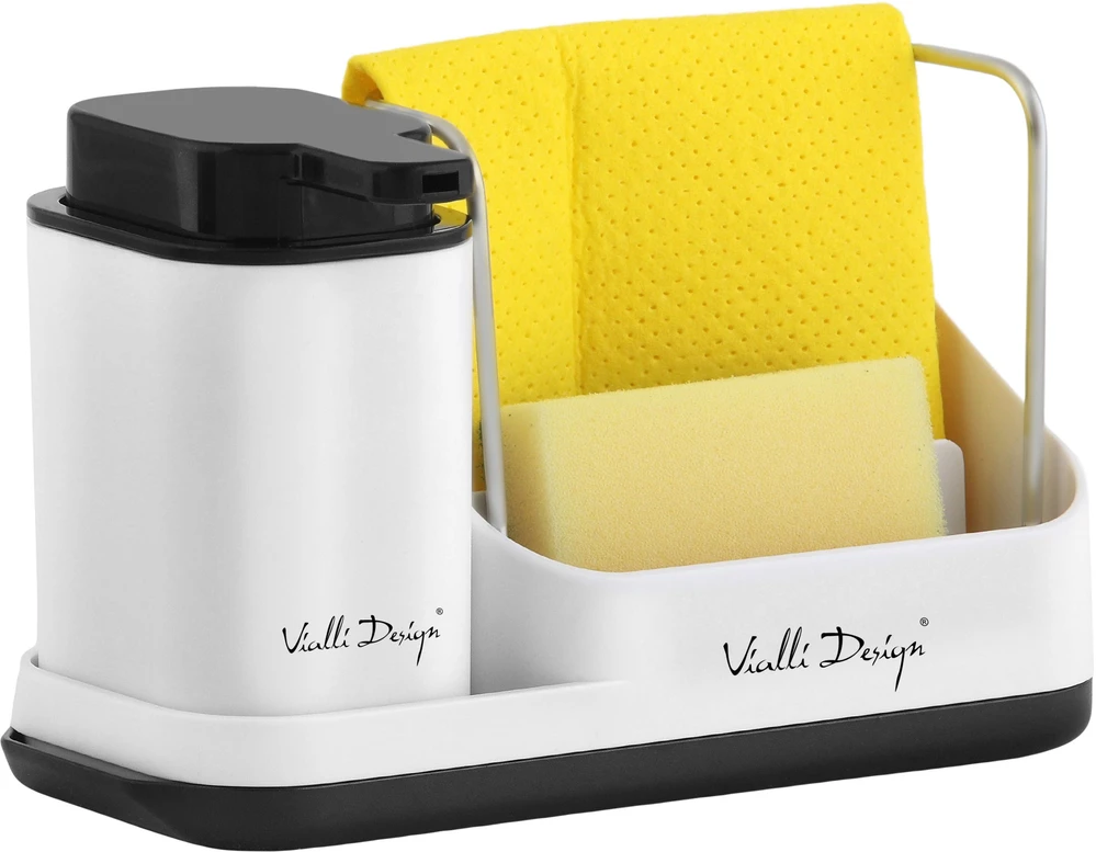 „Vialli Design“ virtuvės organizatorius su „Livio Duo balta 8302“ skysčių dozatoriumi (28302)