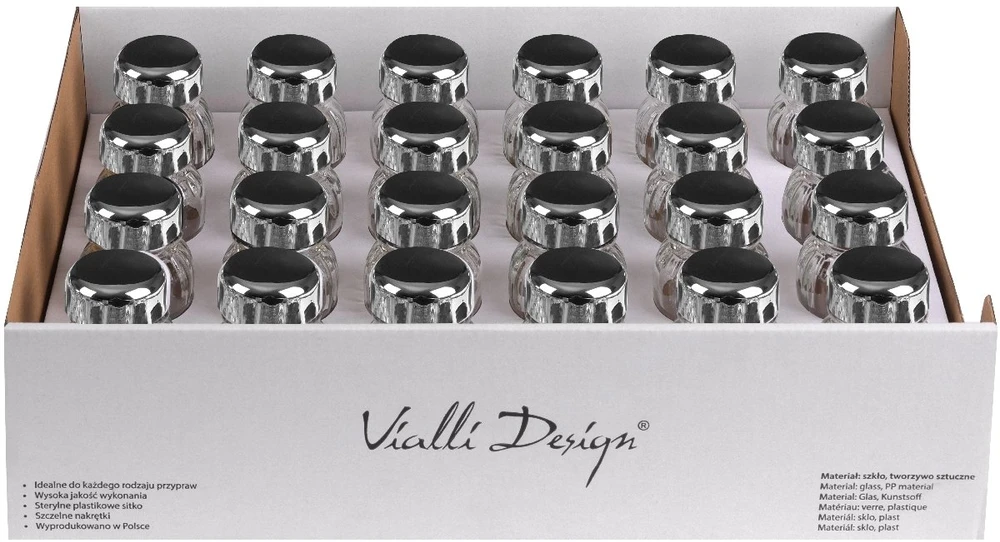 Vialli Design Prieskonių stiklainių laikiklis Vilagio 24 vnt. sidabrinis 1296