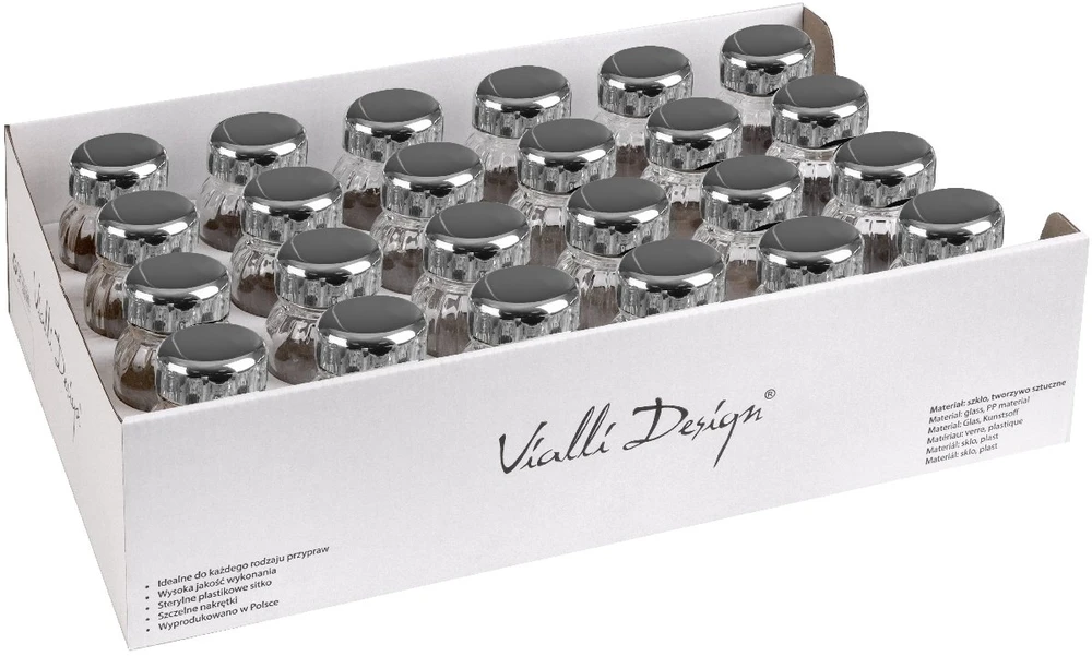 Vialli Design Prieskonių stiklainių laikiklis Vilagio 24 vnt. sidabrinis 1296