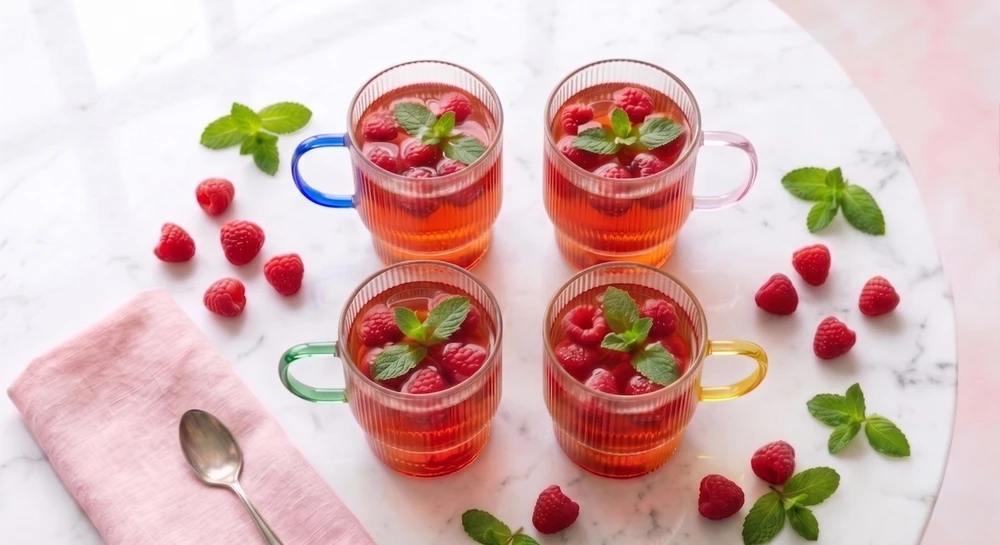 Vialli Design Puodeliai ir stiklinės Du briaunuoti stiklai su rožine rankena 350 ml (1821)