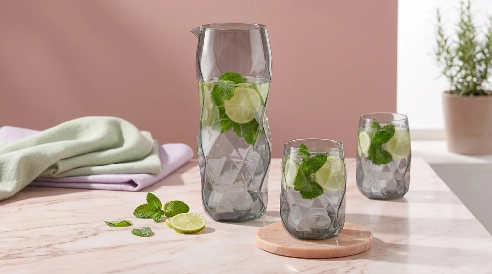 Vialli Design 3 dalių rinkinys – karafa ir 2 stiklinės Geo Graphite (32200)
