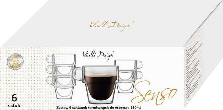 Vialli Design Terminės stiklinės espreso kavai, 6 vnt. 150 ml Senso 27435
