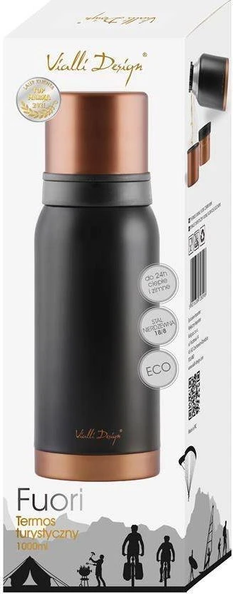 Vialli Design Termos turistinis Fuori 1 l Juodas