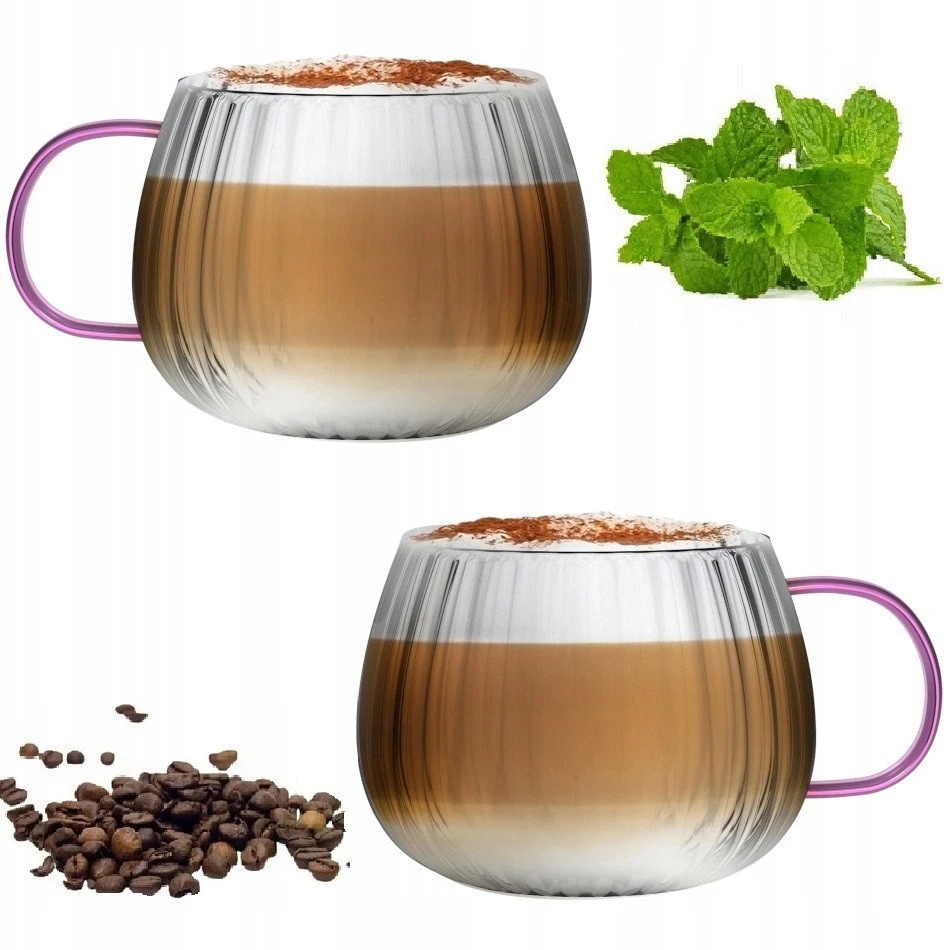 Tulip Vialli Design - Tulpių rinkinys iš 2 puodelių su rožine rankena 350ml