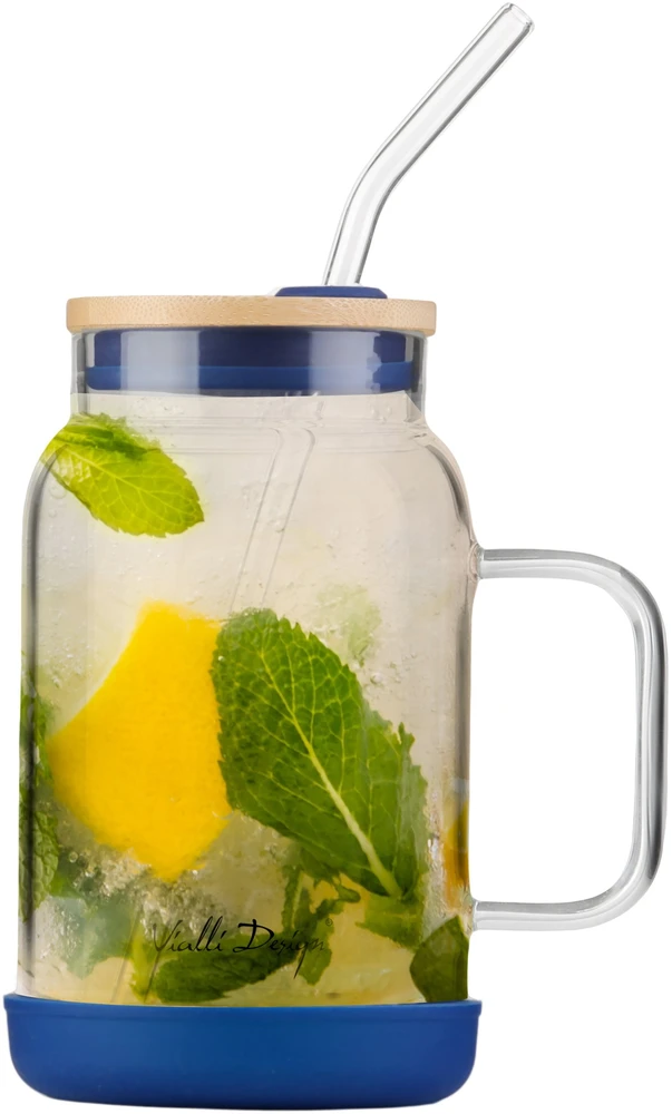 Vialli Design Vialli dizaino indelis su šiaudeliu, 600 ml, tamsiai mėlynas, Fuori 29811