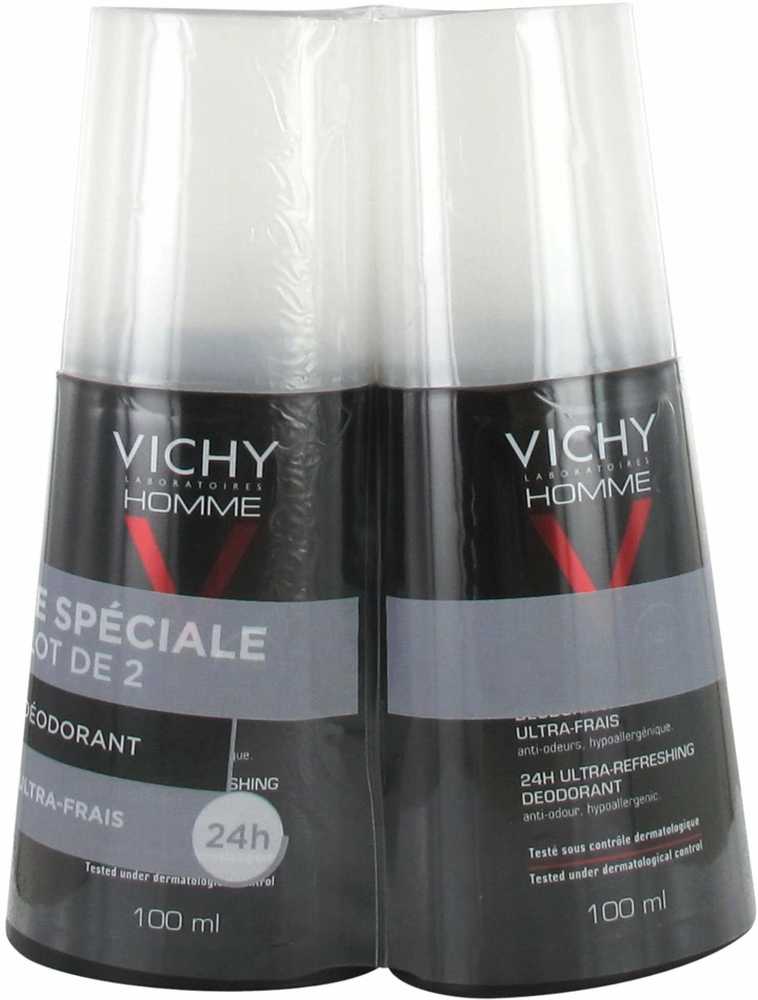 Vichy Homme 24H Ultra-Refreshing Dezodorantas dezodorantas vyrams, 2 x 100 ml