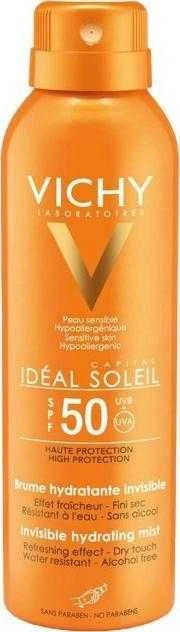 "Vichy Ideal Soleil Invisible Hidrating Mist" apsauginis purškiklis nuo saulės Spf50 200ml