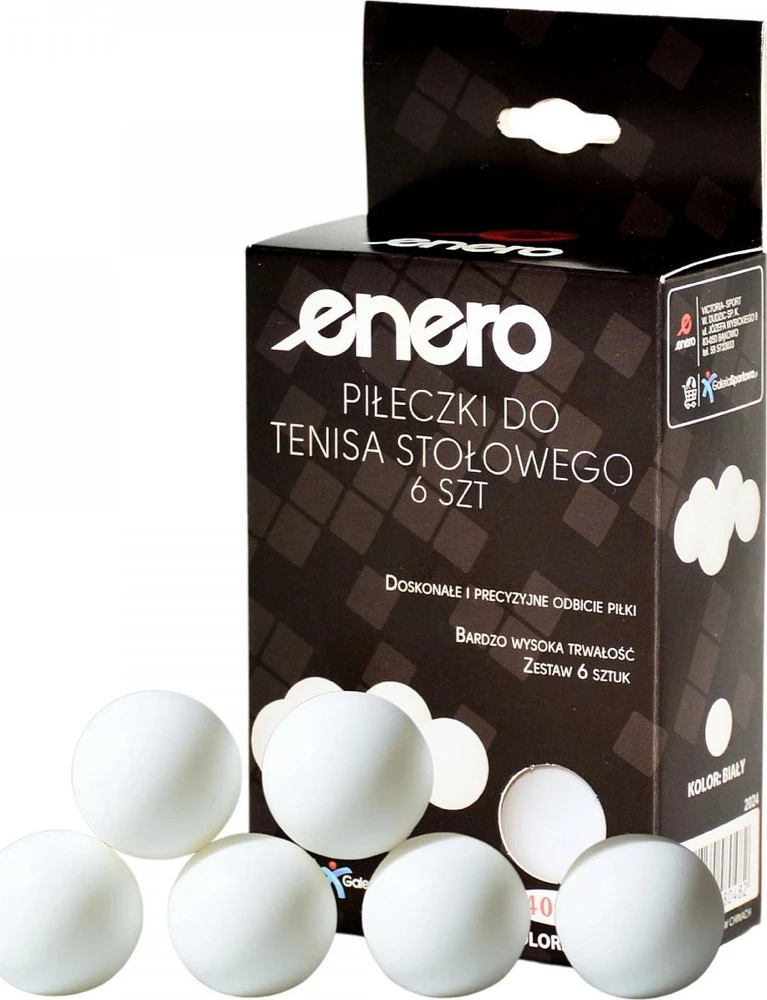 Stalo teniso kamuoliukai Enero, 6vnt., balti