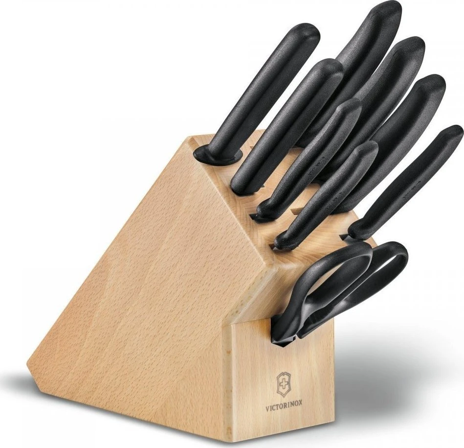"Victorinox Swiss Classic" virtuvinių peilių blokas 6.7193.9 iš buko medienos