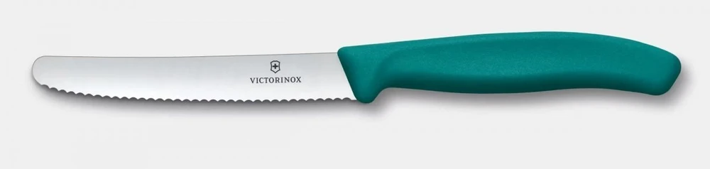 Victorinox Swiss Classic 6.7834.C1 virtuvinis peilis, dantytas, su užapvalintu galiuku, žalias