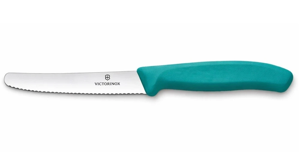 Victorinox Swiss Classic 6.7834.C1 virtuvinis peilis, dantytas, su užapvalintu galiuku, žalias