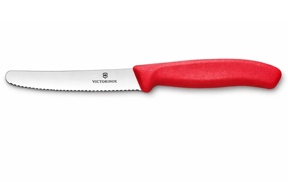 Virtuvinis peilis Victorinox Swiss Classic 6.7831.C1 dantytais ašmenimis, raudona