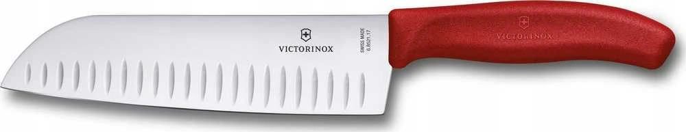 Victorinox V-6.85 21.17B Šveicariškas klasikinis Santoku peilis, 17 cm, raudonas